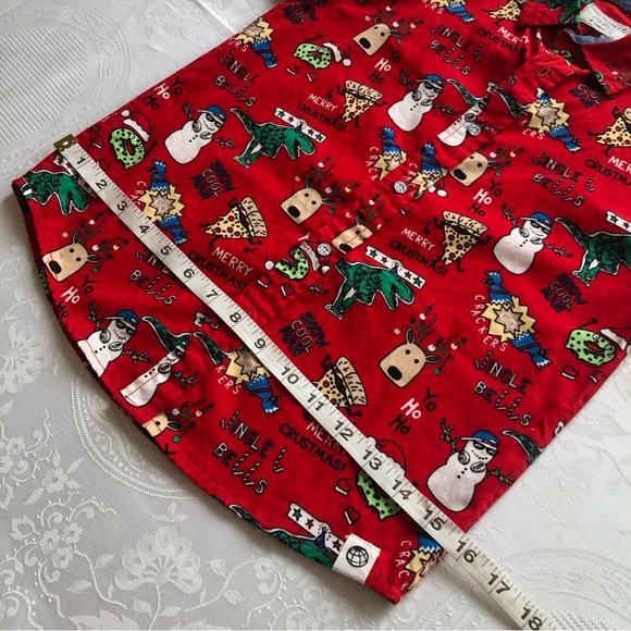 Free Planet Little Boys Size 7 (XL) Red Christmas Shirt Long Sleeves Button-Up - Picture 8 of 14